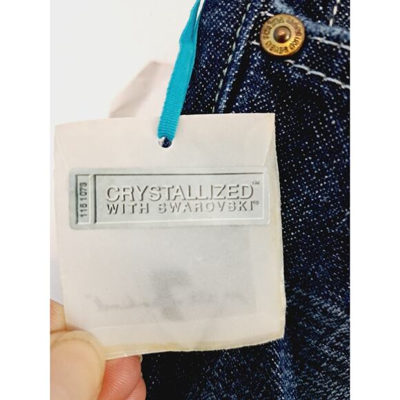 7 For All Mankind New Deadstock Capri Dojo Jeans Size 24 Swarovski Crystallized - Picture 8 of 8